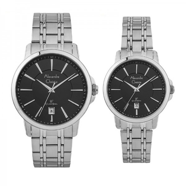 Alexandre Christie AC 8636 Silver Black Couple